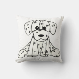 Coussin Chien en dalmate dessin simple noir