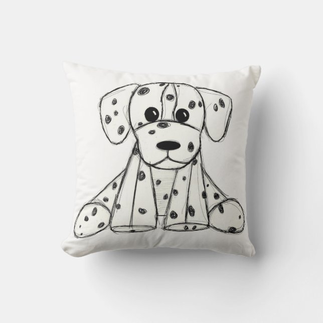 Coussin Chien en dalmate dessin simple noir (Recto)