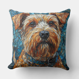 Coussin Chien en mosaïque colorée