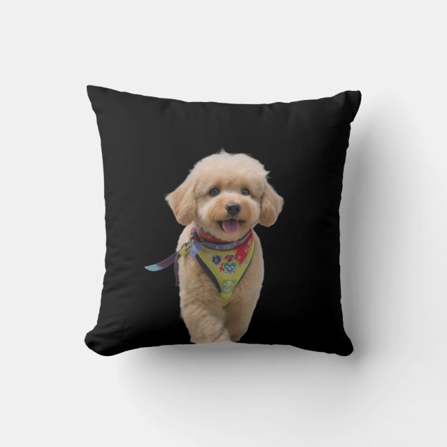 Coussin Chien en peluche ivoire (Recto)
