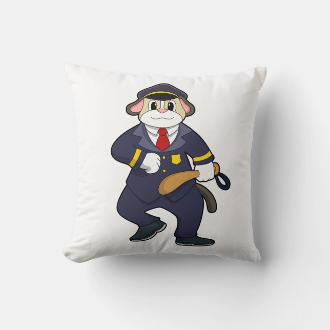 Coussin Chien en policier avec uniforme de police (Recto)