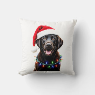 Coussin Chien en pyjama avec lumières de sapin de Noël Lab