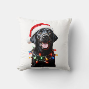 Coussin Chien en pyjama de Noël avec éclairage de sapin de
