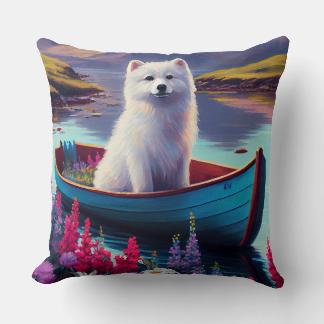 Coussin Chien Esquimau Américain sur une pagaie : Une aven (Recto)