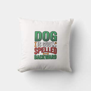 Coussin Chien est Dieu écrit à l'envers Vintage Amoureux d