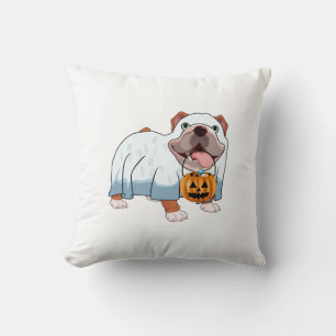Coussin Chien fantôme Bulldog Halloween
