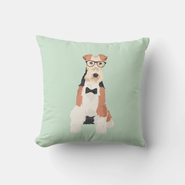 Coussin Chien frais de fil de Fox Terrier de hippie pour (Recto)