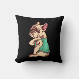 Coussin Chien Français Bulldog I Love Maman Tattoo Lover C