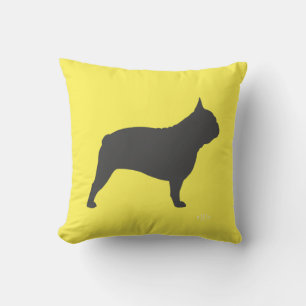 Coussin Chien Français gris Silhouette Chien Français Jaun
