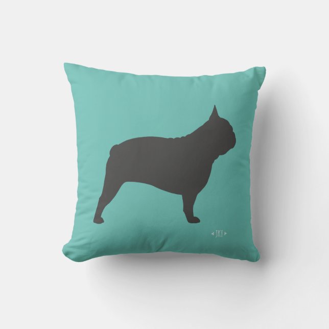 Coussin Chien français gris Silhouette Chien français Turq (Recto)