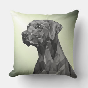 Coussin Chien géométrique gris sur vert
