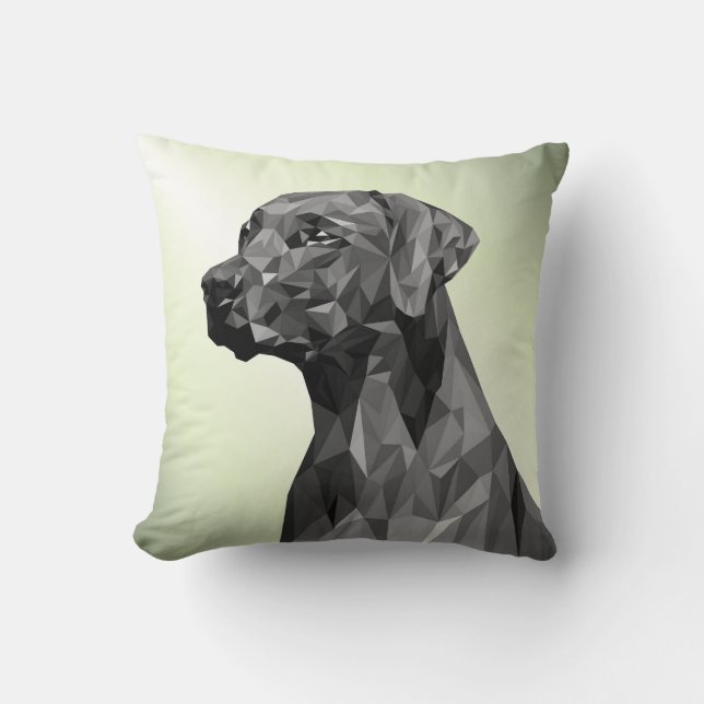 Coussin Chien géométrique gris vert (Recto)