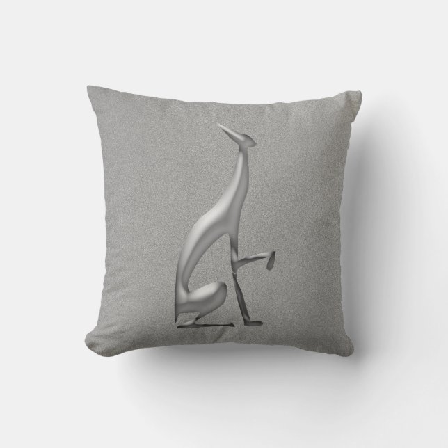 Coussin Chien Greyhound Simple Argent Élégant Métallique (Recto)