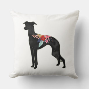 Coussin Chien gris italien race Selle florale bohémienne