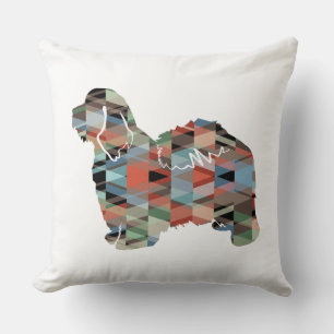 Coussin Chien Havanais race Geo Silhouette Plaid