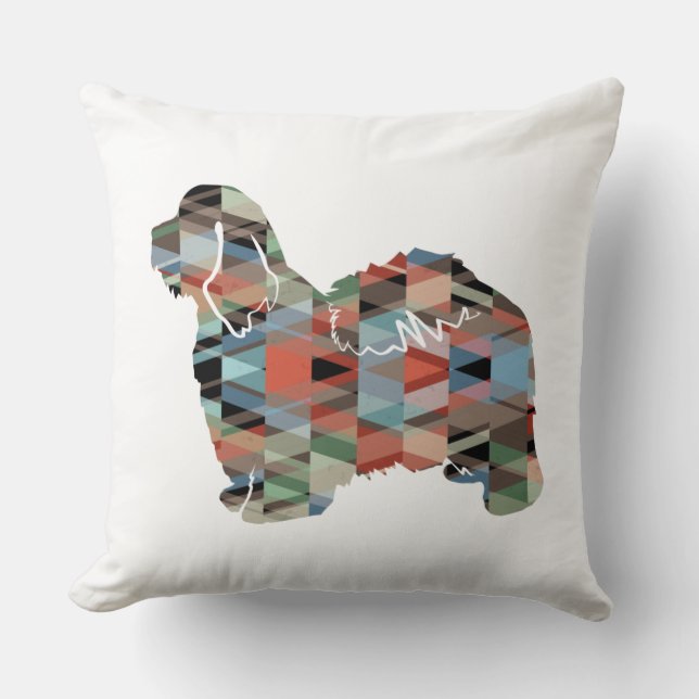 Coussin Chien Havanais race Geo Silhouette Plaid (Recto)