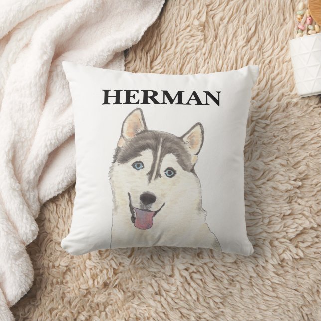 Coussin Chien Husky réversible personnalisé (Couverture)