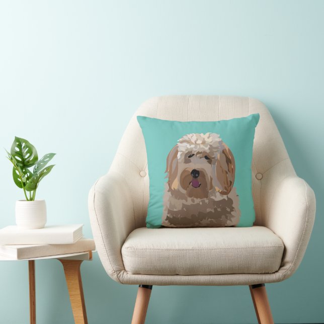 Coussin Chien Labradoodle Mignon Animal de compagnie (Chaise)