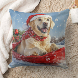 Coussin Chien Labrador dans un traîneau Laissez tomber la