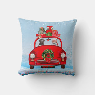Coussin Chien Labrador dans une voiture avec le Père Noël