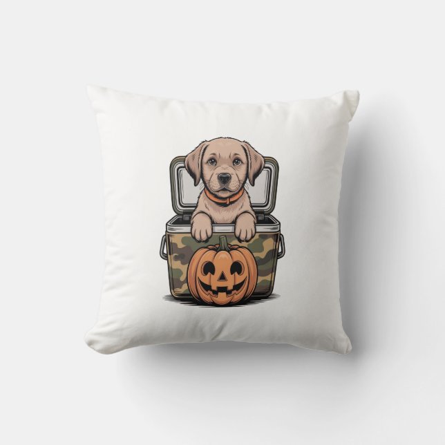 Coussin Chien Labrador Marron Halloween Effrayant (Recto)