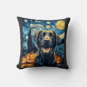 Coussin Chien Labrador Noir Mignon Halloween Jack O Lanter
