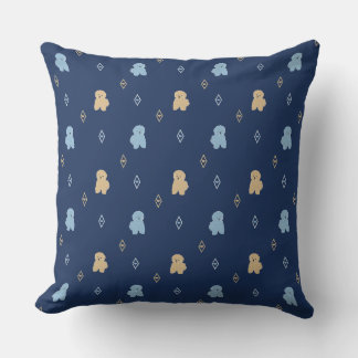 Coussin Chien Lhasa Apso motif bleu arrière - plan