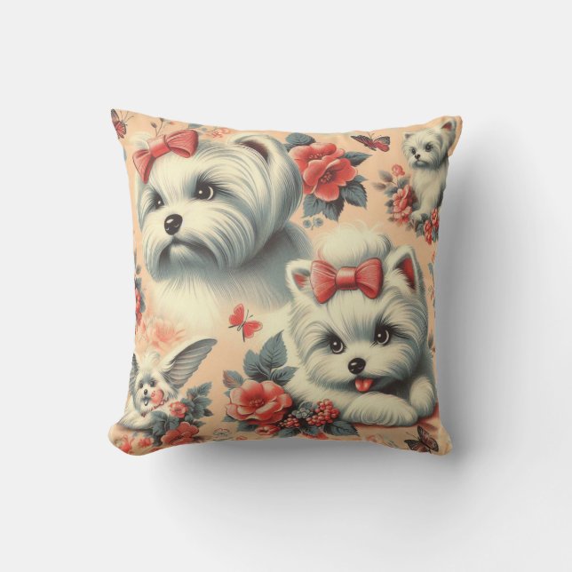 Coussin Chien maltais vintage (Recto)
