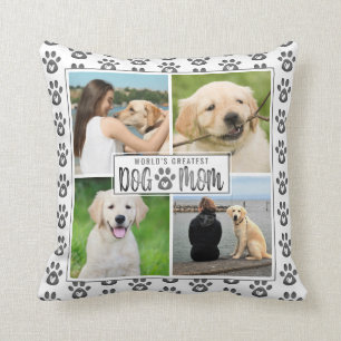 Coussin Chien Maman Photo Collage Empreinte de patte Coeur
