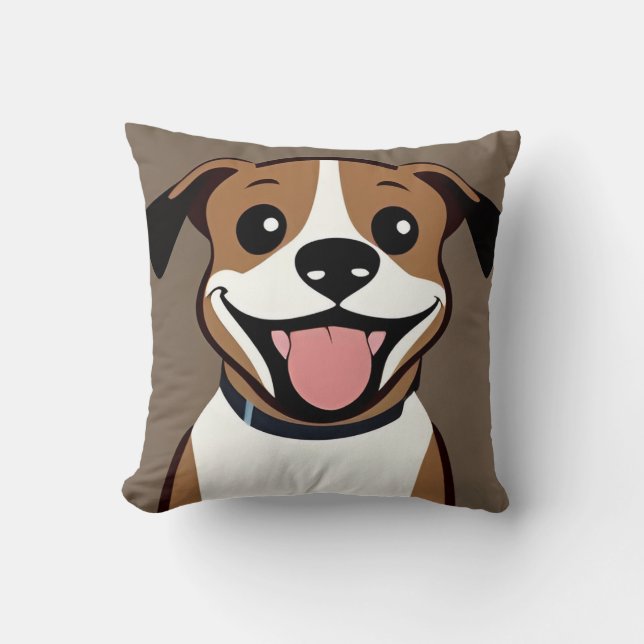 Coussin Chien marron heureux de chiot  (Recto)