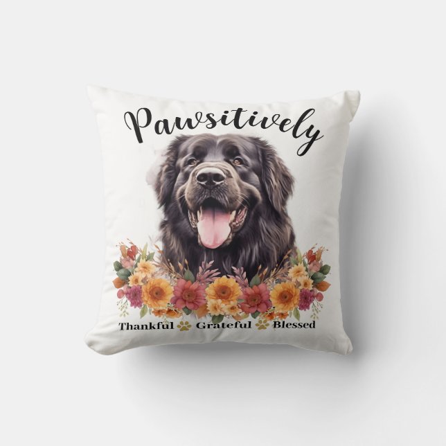 Coussin Chien Mignon Absolument Reconnaissant Bienheureux (Recto)