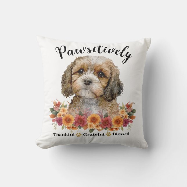 Coussin Chien Mignon Absolument Reconnaissant Bienheureux (Recto)