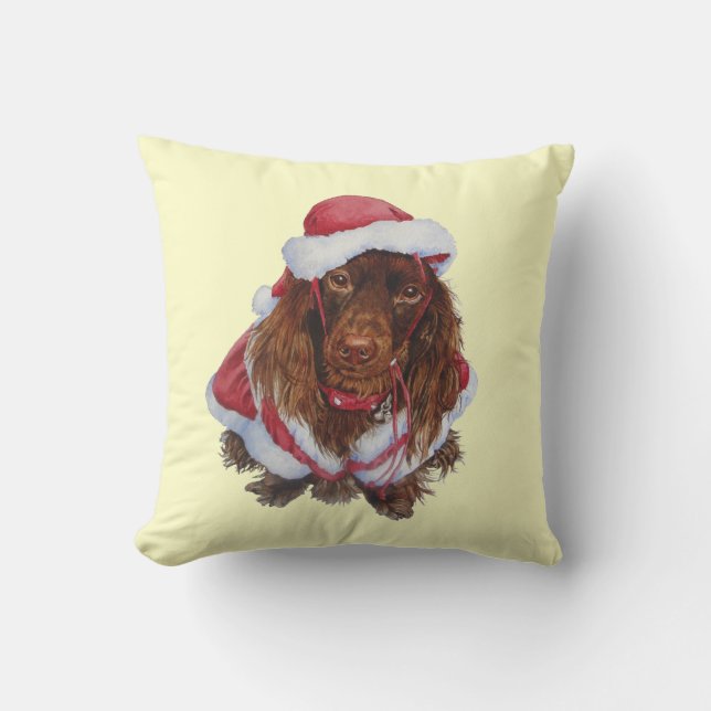 Coussin Chien mignon brun à Noël (Recto)