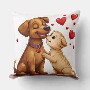 Coussin Chien Mignon Chat Qui S'Embrasse Romantique Confor