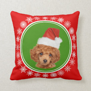 Coussin Chien mignon de casquette de Père Noël de Noël de