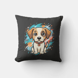 Coussin Chien mignon éclaboussure de peinture Art vectorie