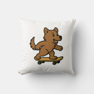 Coussin Chien mignon faisant du skateboard