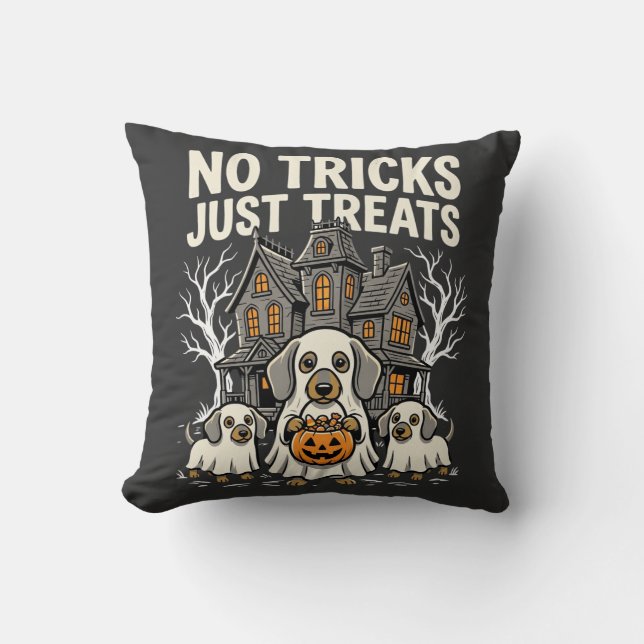 Coussin Chien Mignon Halloween Pas de Farces Rien que des  (Recto)