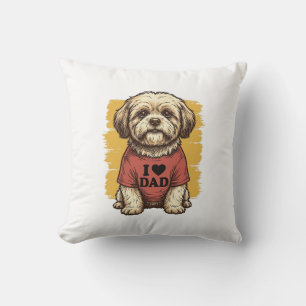 Coussin Chien Mignon J'Aime Papa Gravure Vintage Vector De