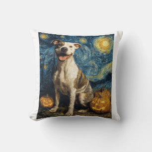 Coussin Chien Mignon Pit Bull Halloween Citrouille Jack O