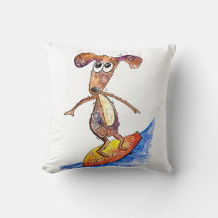 Coussin Chien mignon Whimsical sur Surboard