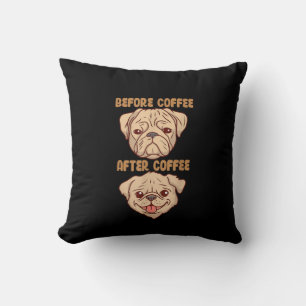 Coussin Chien mignonne drôle Carlin humeur avant après le