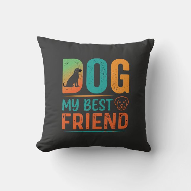 Coussin Chien Mon Meilleur Ami Design Rétro (Recto)