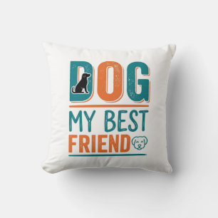 Coussin Chien Mon Meilleur Ami Vintage T-Shirt Design pour
