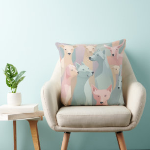 Coussin Chien Motif Pastel couleurs minimaliste illustrati