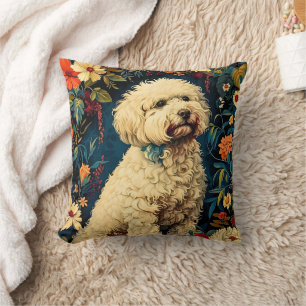 Coussin Chien Motif Vintage Forêt Floral Jardin