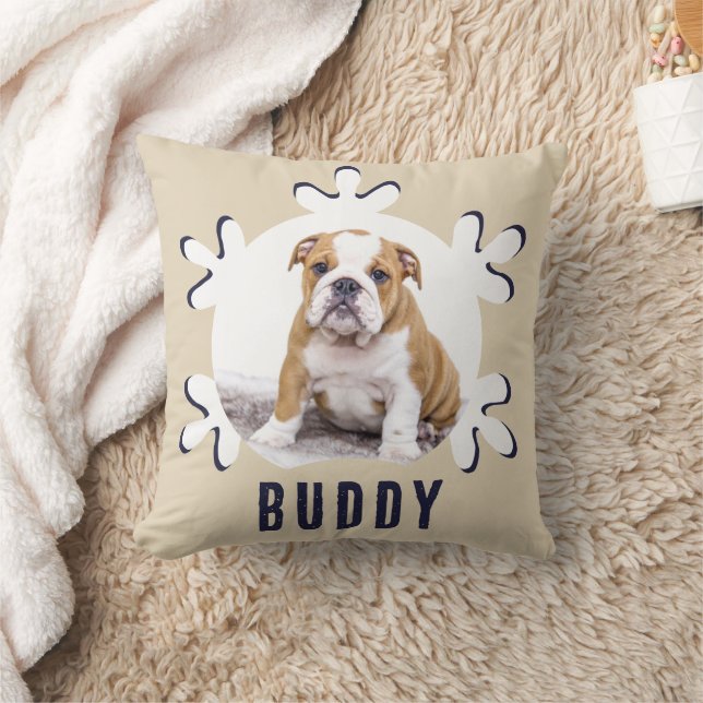 Coussin Chien Nom de l'animal de compagnie Photo Snowflake (Couverture)