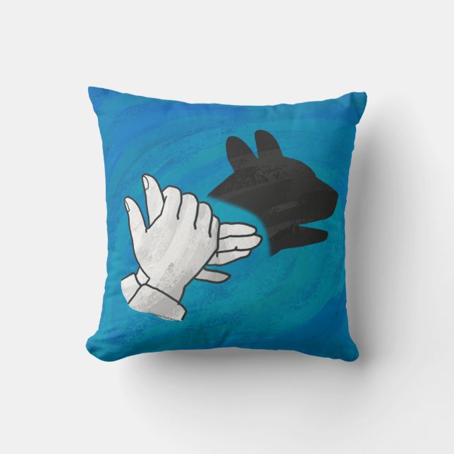 Coussin Chien Ombré sur bleu (Recto)