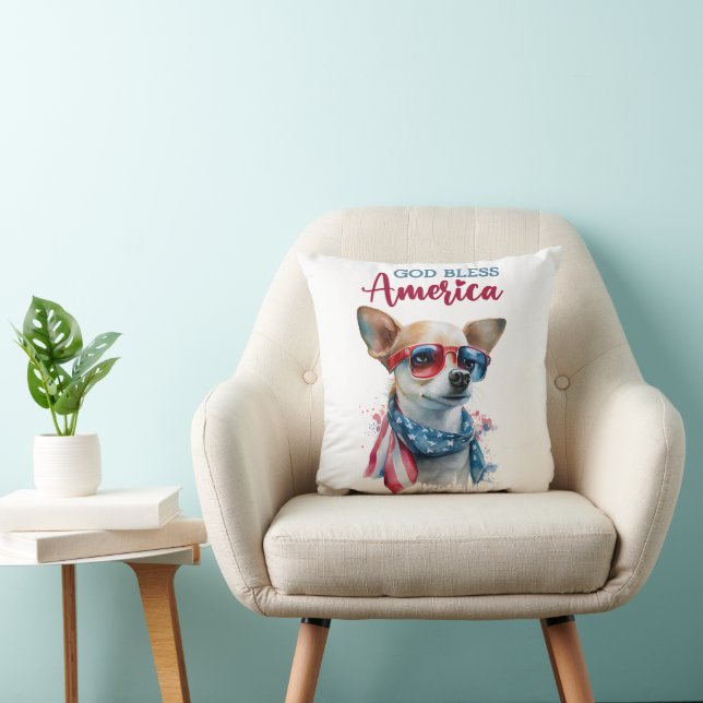 Coussin Chien patriote-Chihuahua (Chaise)