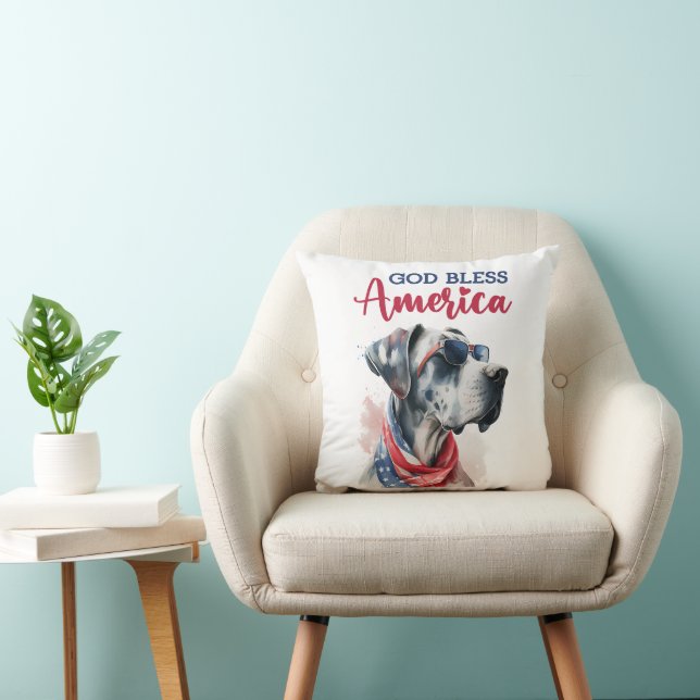 Coussin Chien Patriotique-Dogue Allemand (Chaise)